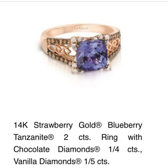 Le Vian Blueberry Tanzanite 2 ct.t.w.& diamond 3/8 ct.t.w. ring in 14K Rose Gold - Picture 8 of 10